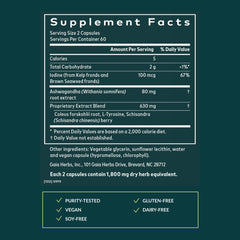 Gaia Herbs Thyroid Support schisandra bottle emphasizing adaptogens for energy balance