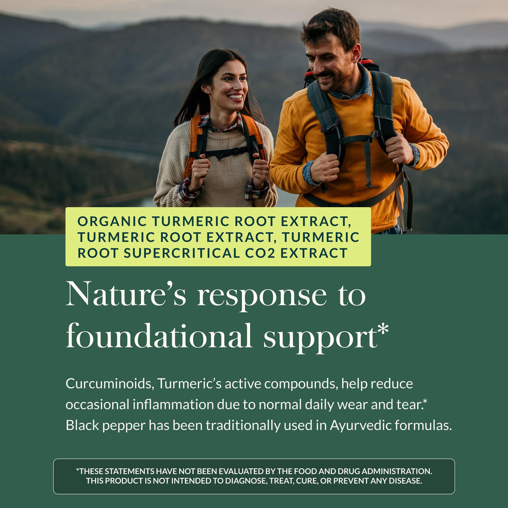 Gaia Herbs Turmeric Supreme packaging highlights allergen-free formulation.