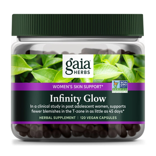 Gaia Herbs Infinity Glow bottle front for skin support and daily wellness