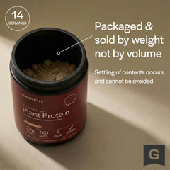 Pouring Gainful unflavored powder into a glass of plant milk for a shake.