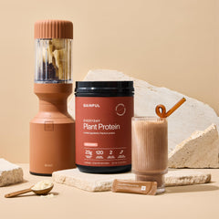 Shaker bottle with Gainful powder ready for a plant-powered boost.