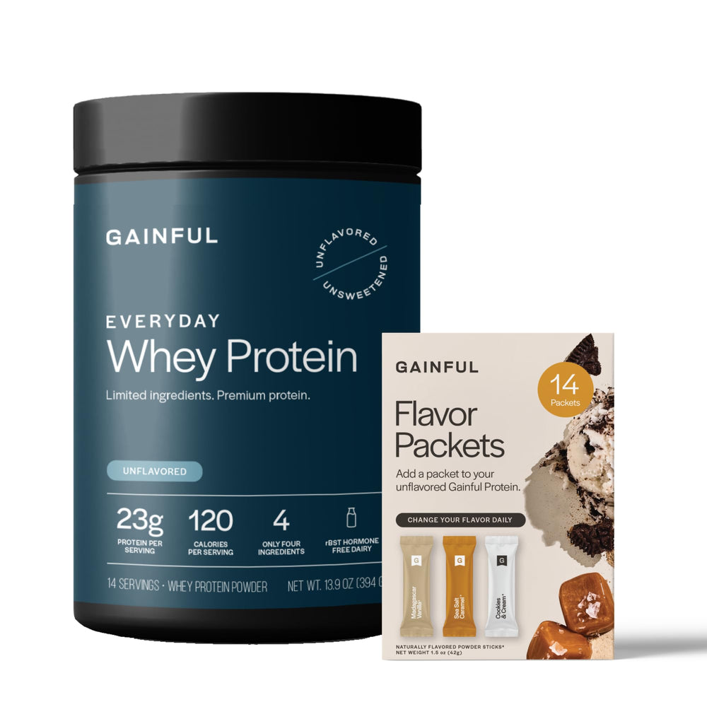 Gainful Everyday Whey Bundle packaging front view highlights complete protein for daily nutrition.