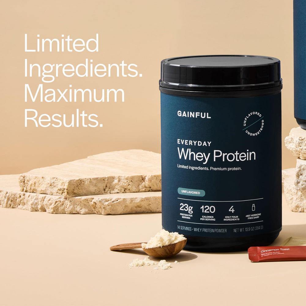 Gainful Everyday Whey Bundle shaker-ready image demonstrates convenient post-workout protein boost.
