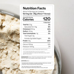 Gainful Everyday Whey Bundle tub label close-up shows no artificial flavors or dyes.