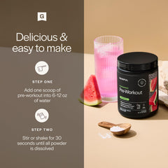 Gainful pre-workout Watermelon label close-up highlights ingredients and benefits