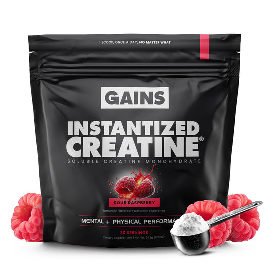 GAINS IN BULK instantized creatine scoop with precise 5g serving for workouts