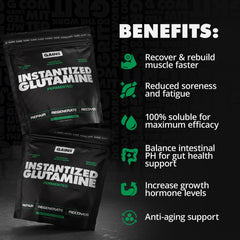 GAINS IN BULK L-Glutamine label close-up showing gluten-free claim.