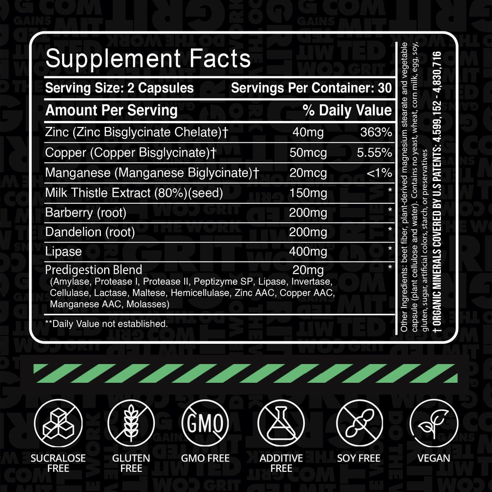 GAINS IN BULK Liv Clean ingredients in a glass bowl