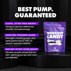 GAINS IN BULK Workout Candy bottle on display signaling pre-workout option