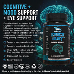 GALACTIC SUPPS Space Dust during a gaming session emphasizing eye comfort.
