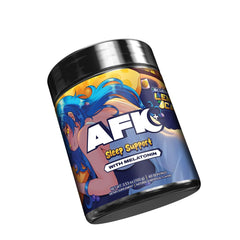 AFK+ Blueberry Lemon Cake pour, magnesium-melatonin blend for bedtime.