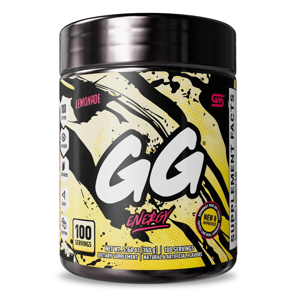 Gamer Supps GG Energy Lemonade tub ready for a clean energy boost during gaming.