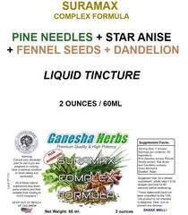 SURAMAX Pine Needle Complex ingredient label close-up.