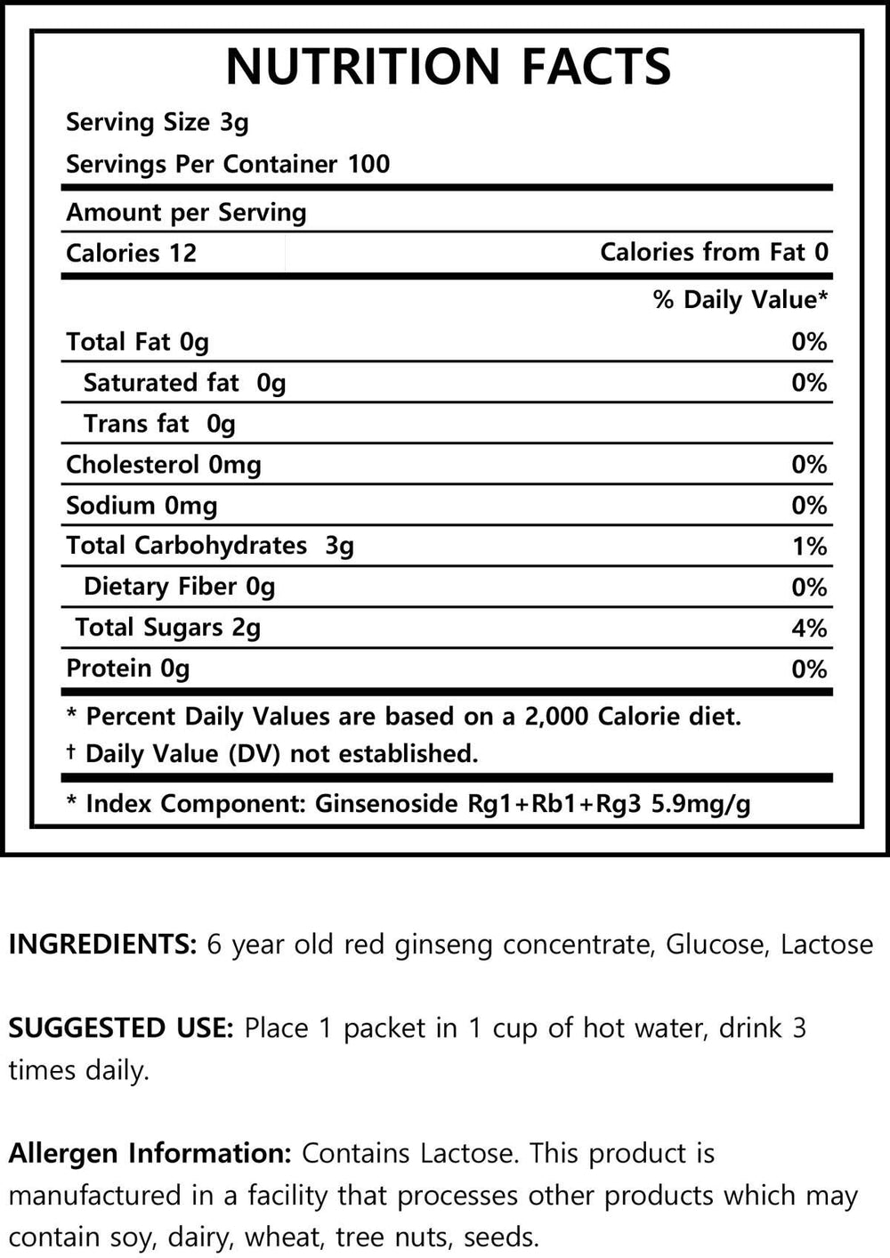 Label notes 6-year harvest and high ginsenosides for informed sipping.