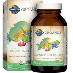 Garden of Life calcium organic algae bottle showing plant-based mineral source for daily use.