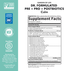 Garden of Life Calm vegetarian capsule pack for easy daily digestive and immune support.