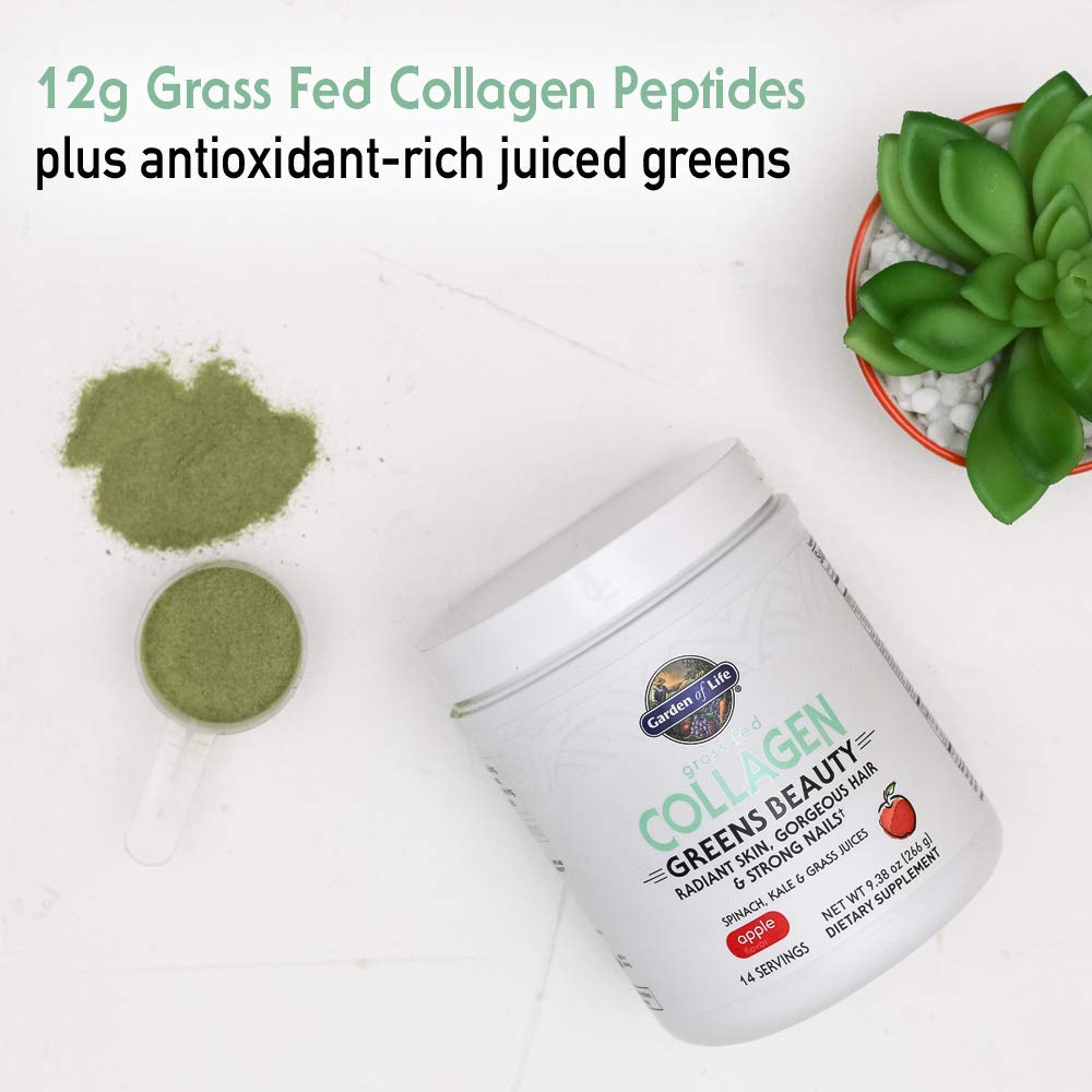 Garden of Life Collagen Greens ingredients with parsley, alfalfa, wheat grass, spinach and kale.
