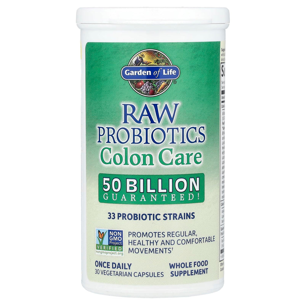 Garden of Life Colon Care foil seal close-up emphasizing freshness and shelf stability.