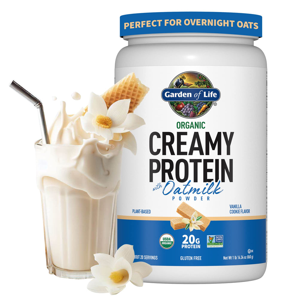 Garden of Life Creamy Plant Protein Vanilla Cookie tub for daily plant-based protein