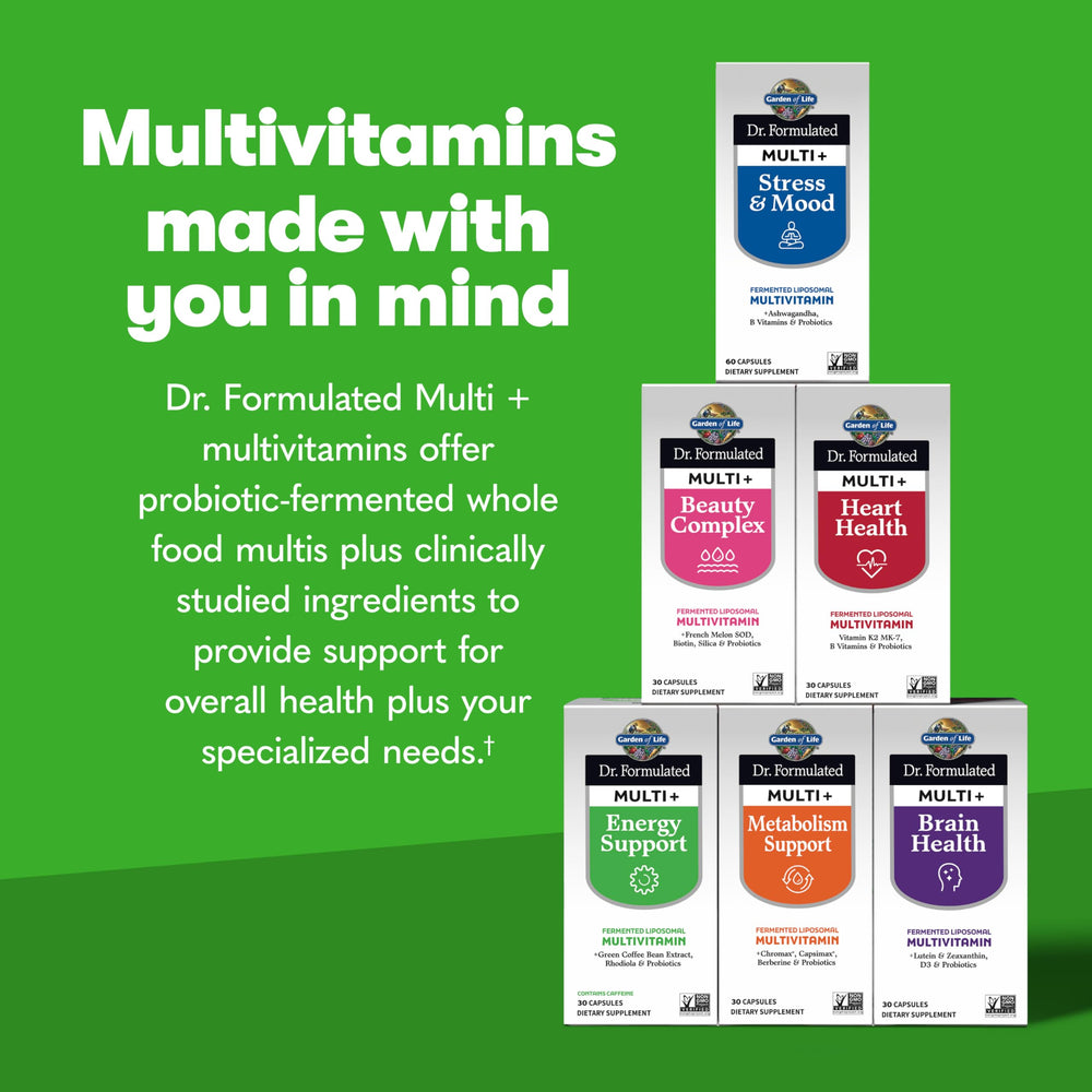 Garden of Life Multi+ Energy B Corp Certified badge indicates responsible production