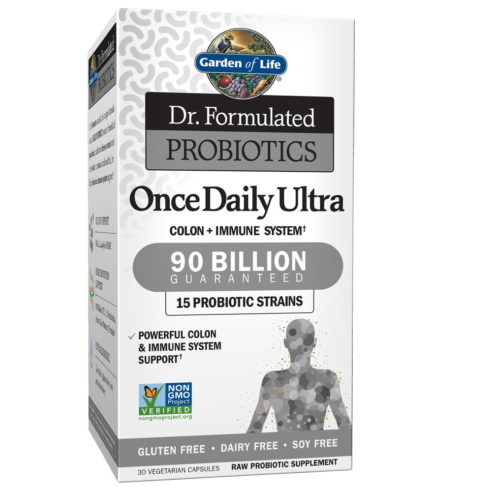 Garden of Life Dr. Formulated Probiotics Once Daily Ultra bottle front supports daily digestive balance.