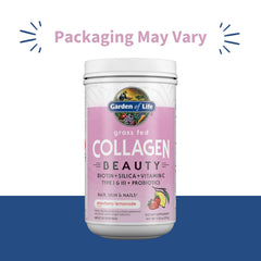 Garden of Life Collagen Beauty powder with scoop ready to mix into water