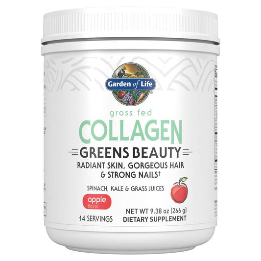 Garden of Life Grass-Fed Collagen Greens powder in Apple tub for daily beauty