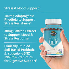 Garden of Life Herbals Stress Relief Gummy probiotic and prebiotic ingredients support digestion.