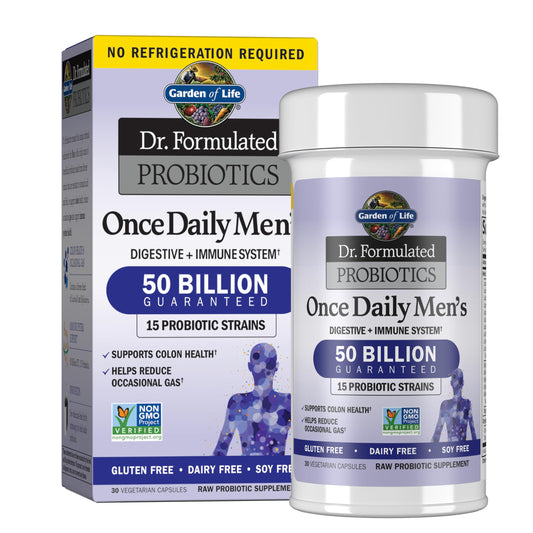 Garden of Life Men Probiotics bottle with 50B CFU supports digestive balance