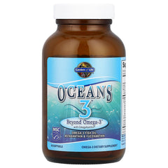 Oceans 3 Beyond Omega-3 bottle with pour emphasis on omega-3 content