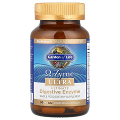 Garden of Life Omega-Zyme Ultra label detail highlighting 21 enzymes