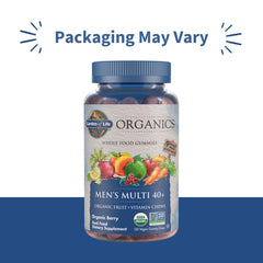 Closeup of Garden of Life Organics Men 40+ berry gummy