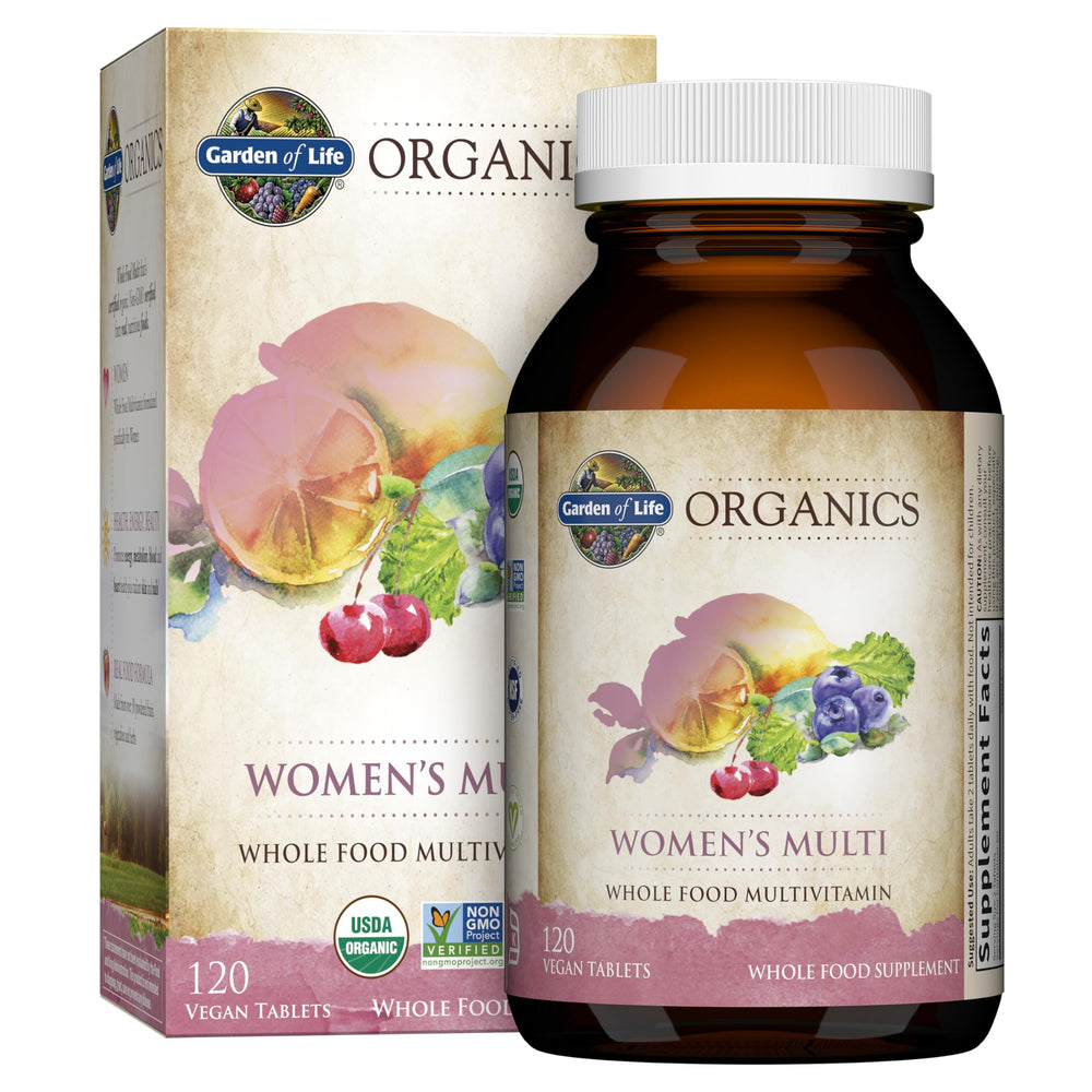 Garden of Life Organics Women's Multi bottle front for daily energy support