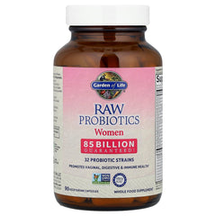 Garden of Life Raw Probiotics Women label emphasizes non-GMO and whole-food ingredients.