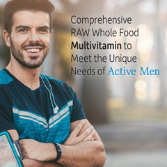 Garden of Life Vitamin Code RAW ONE for Men label details show 18 vitamins and minerals