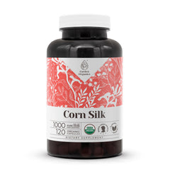 Garden Organics corn silk capsules bottle front – organic purity for daily wellness.