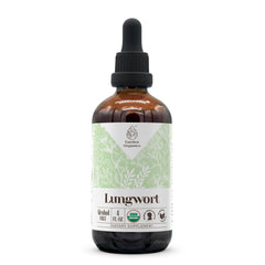 Garden Organics Lungwort bottle front view shows organic, alcohol-free tincture for daily use