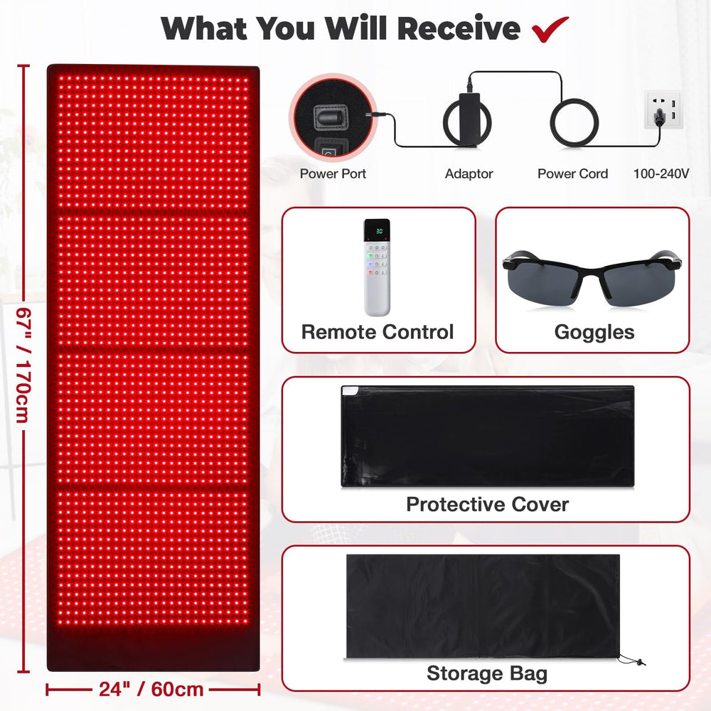 GarveeHome red light therapy mat accessories kit with power cord.