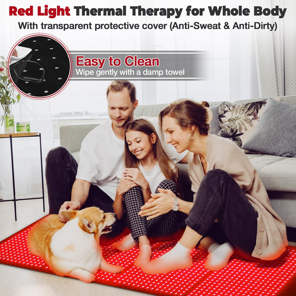 GarveeHome red light therapy mat in use on back for relaxation.