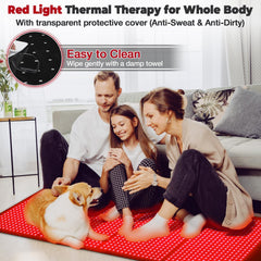 GarveeHome red light therapy mat in use on back for relaxation.