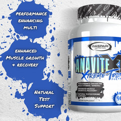Gaspari Nutrition Anavite XT bottle side panel, highlighting a comprehensive vitamin and mineral blend.