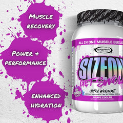 Gaspari SizeOn grape cooler glass with mixed powder for hydration during training