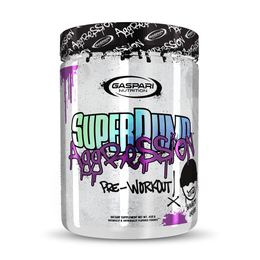Gaspari Nutrition SuperPump Aggression bottle front shows bold branding and energy-ready performance.