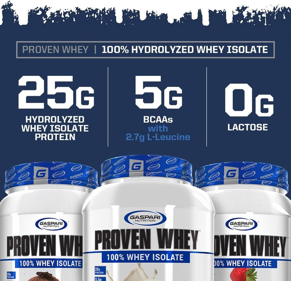 Gaspari Proven Whey powder scoop with glass shaker ready-to-mix