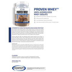 Gaspari Proven Whey shaker displaying Neapolitan mix, fast-dissolving protein for quick refuel.