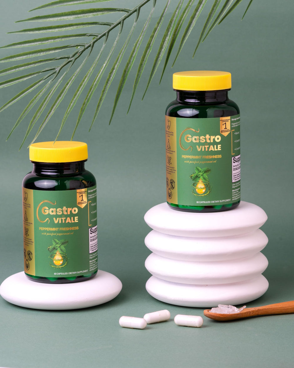 Gastro-Vitale bottle pour demonstrates easy post-meal intake.