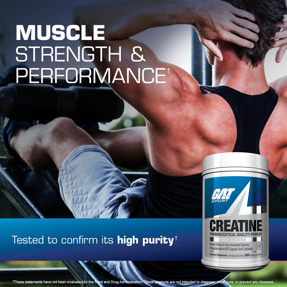 Athlete training scene using GAT SPORT Creatine powder for endurance support.