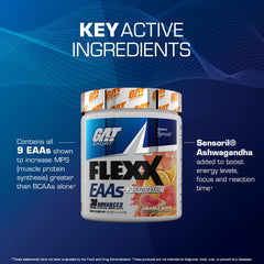 GAT SPORT Flexx EAAs strawberry mango flavor promises delicious hydration during workouts.