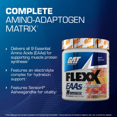 GAT SPORT Flexx EAAs pour into a glass to show hydration balance
