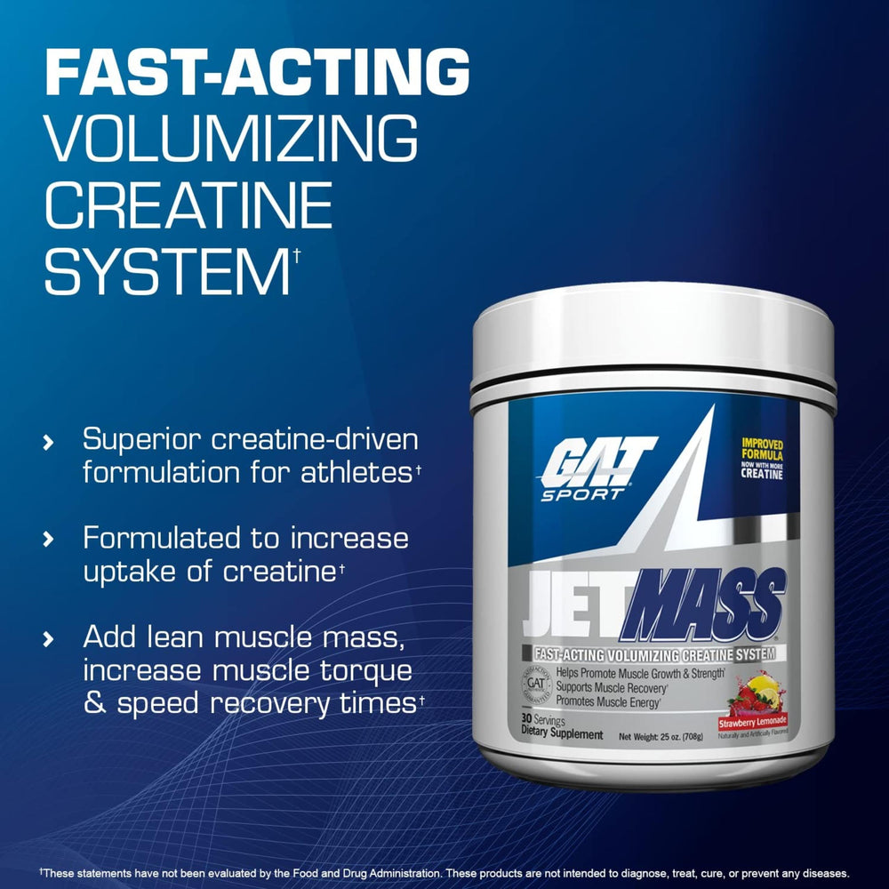 GAT SPORT JetMass Tropical Ice shaker-mix highlights smooth texture for fast hydration.